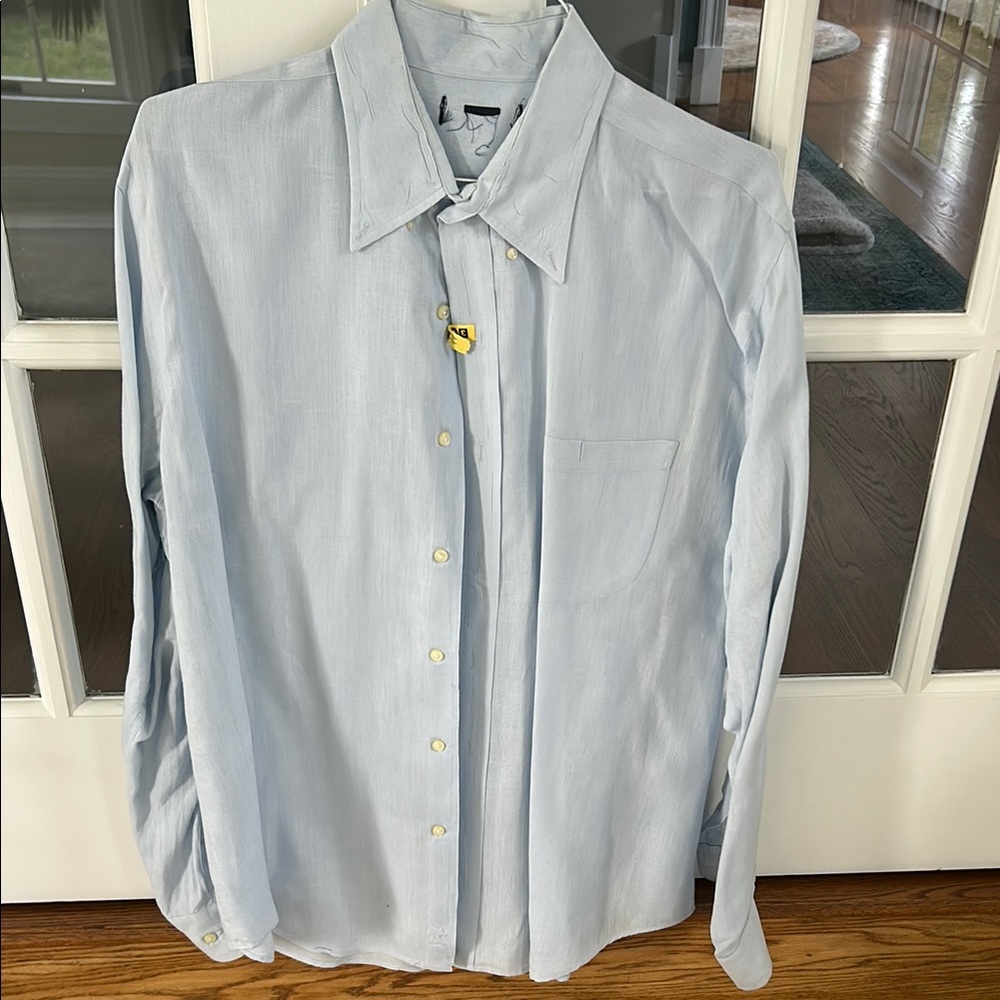 J. Crew Blue Linen Dress Shirt with Tailored Fit🌿